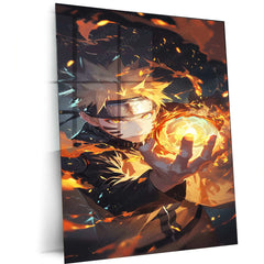 Naruto Uzumaki Metal Poster | Naruto Anime Wall Art | Rasengan & Kurama Decor