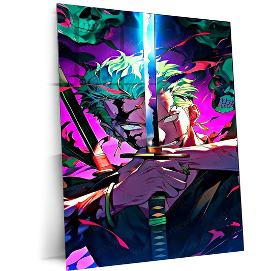 Roronoa Zoro Metal Poster | One Piece Anime Wall Art | Santoryu Sword Style Decor - TURTLEWINGS 