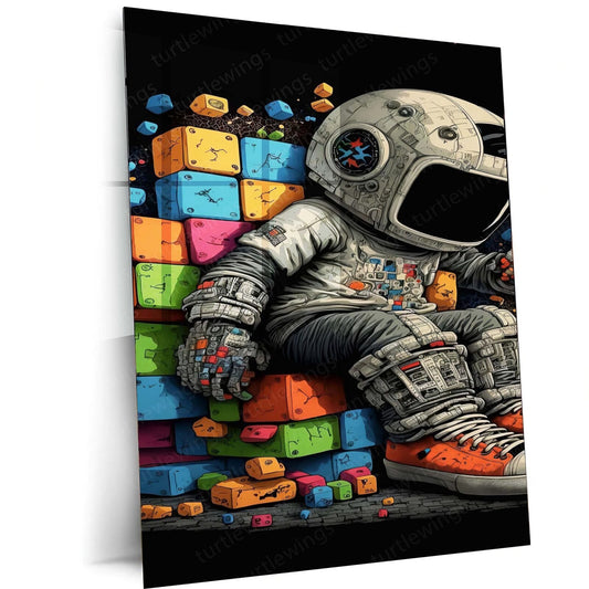 Astronaut Aesthetic Metal Poster | Space Exploration Wall Art | HD Print