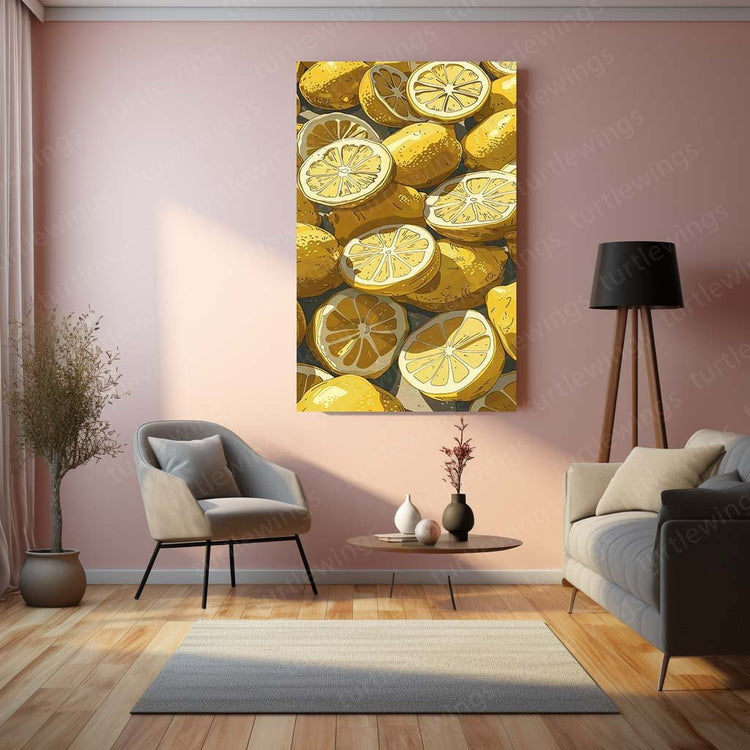 Lemon Art Aesthetic Metal Poster | Fruit Wall Decor | HD Print