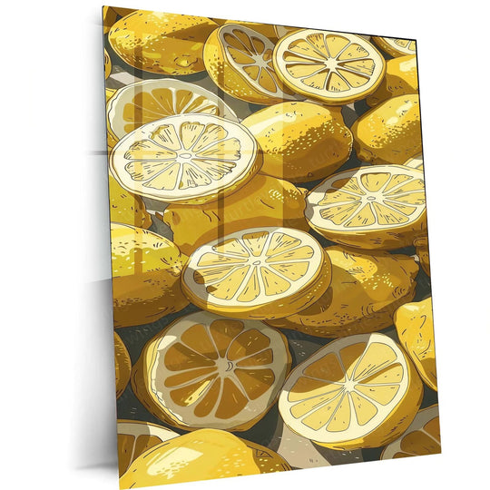 Lemon Art Aesthetic Metal Poster | Fruit Wall Decor | HD Print