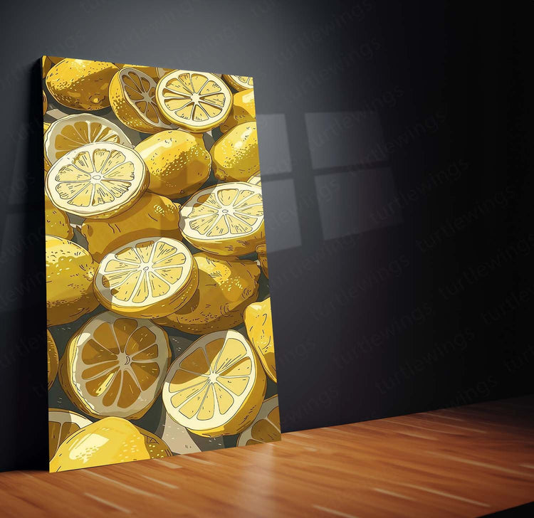 Lemon Art Aesthetic Metal Poster | Fruit Wall Decor | HD Print