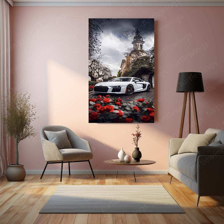 Audi R8 Nature Abstract Metal Poster | Supercar Aesthetic Wall Art | Modern Automotive Decor - TURTLEWINGS 