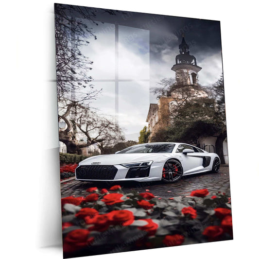 Audi R8 Nature Abstract Metal Poster | Supercar Aesthetic Wall Art | Modern Automotive Decor - TURTLEWINGS 