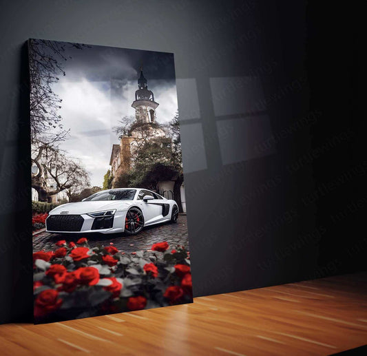 Audi R8 Nature Abstract Metal Poster | Supercar Aesthetic Wall Art | Modern Automotive Decor - TURTLEWINGS 