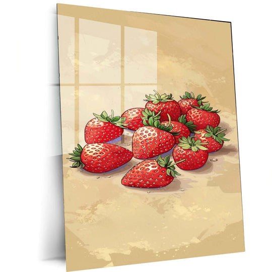 Strawberry Aesthetic Metal Poster | Fruit Wall Decor | HD Print