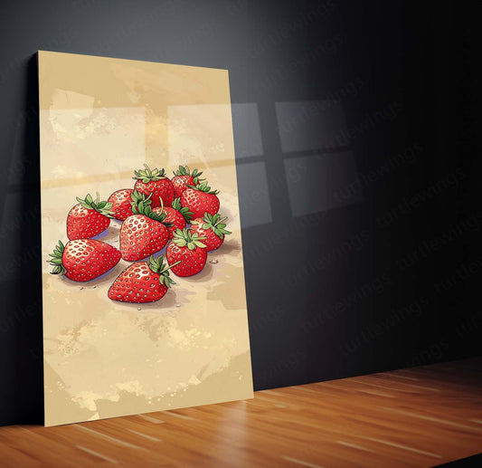 Strawberry Aesthetic Metal Poster | Fruit Wall Decor | HD Print