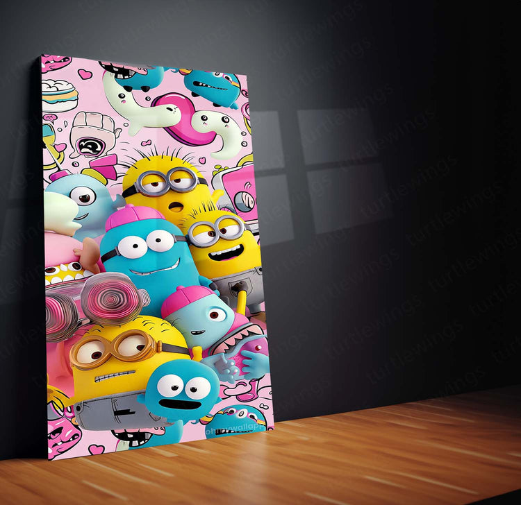 Minions Art Metal Poster | Cartoon Wall Decor | HD Print