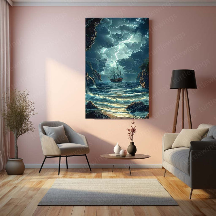 Ship in the Sea Metal Poster | Nautical Wall Art | HD Print