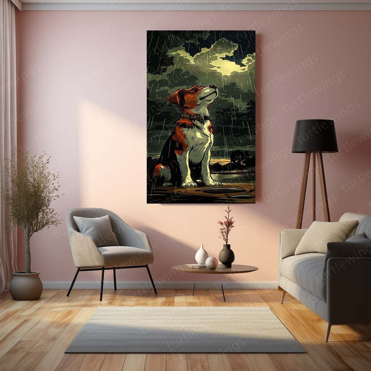 Dog in the Rain Metal Poster | Animal Wall Art | HD Print