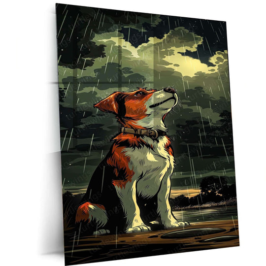 Dog in the Rain Metal Poster | Animal Wall Art | HD Print