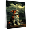 Dog Nature Abstract Art Metal Poster | Artistic Canine & Nature Fusion Wall Decor