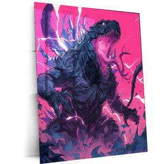 Godzilla Metal Poster | Kaiju Movie Wall Art | Monster King Aesthetic