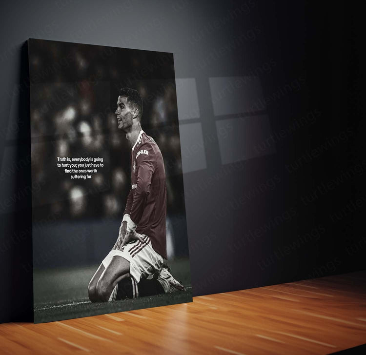 Ronaldo with Quote Metal Poster | Football Legend Inspiration | HD Print