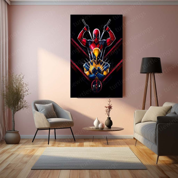 Deadpool x Wolverine Metal Poster | Dynamic Duo | Marvel Crossover Art