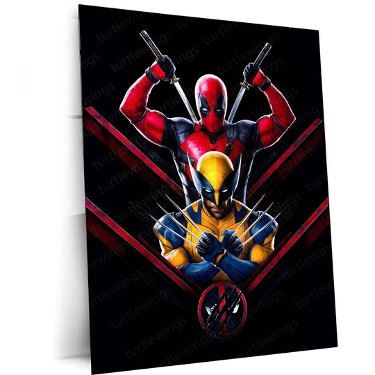 Deadpool x Wolverine Metal Poster | Dynamic Duo | Marvel Crossover Art