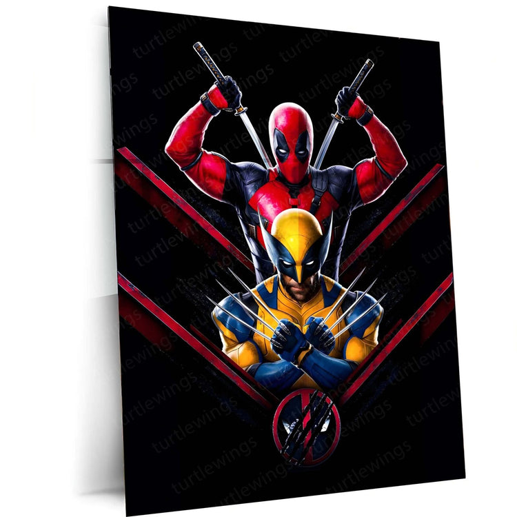 Deadpool x Wolverine Metal Poster | Dynamic Duo | Marvel Crossover Art