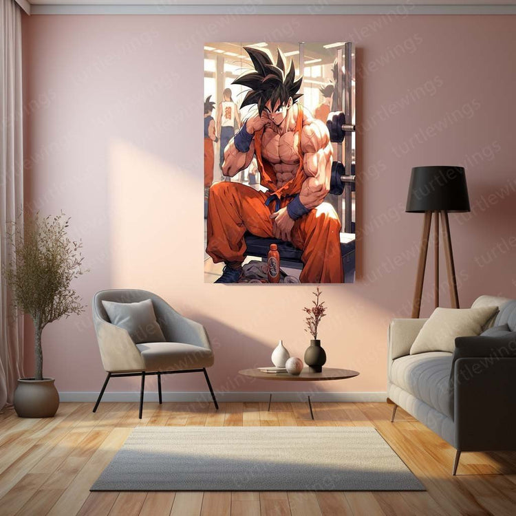 Goku Gym Art Metal Poster | Dragon Ball Z Workout Motivation | HD Print