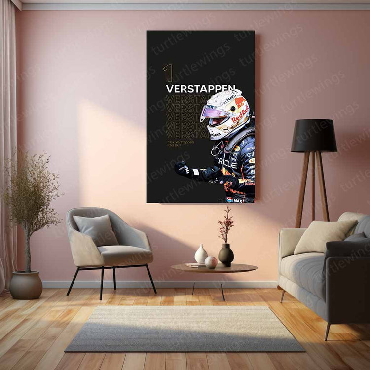 Max Verstappen F1 Champion Metal Poster | Racing Legend | Turtlewings Sports Art