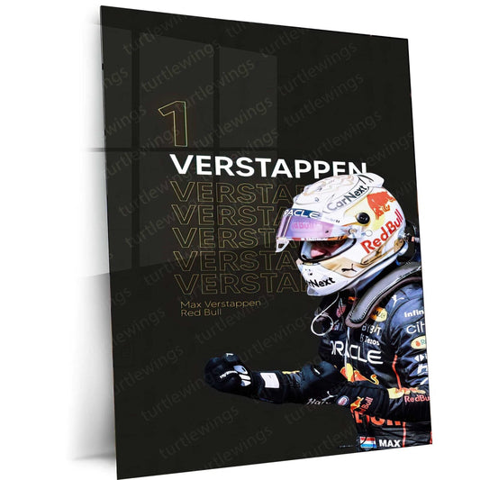 Max Verstappen F1 Champion Metal Poster | Racing Legend | Turtlewings Sports Art