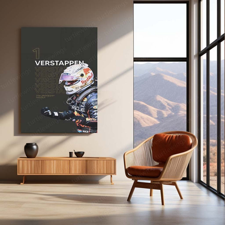 Max Verstappen F1 Champion Metal Poster | Racing Legend | Turtlewings Sports Art