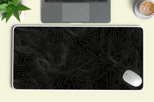 Seamless Line Pattern - Black Desk Mat