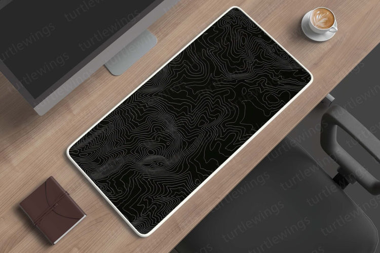 Seamless Line Pattern - Black Desk Mat