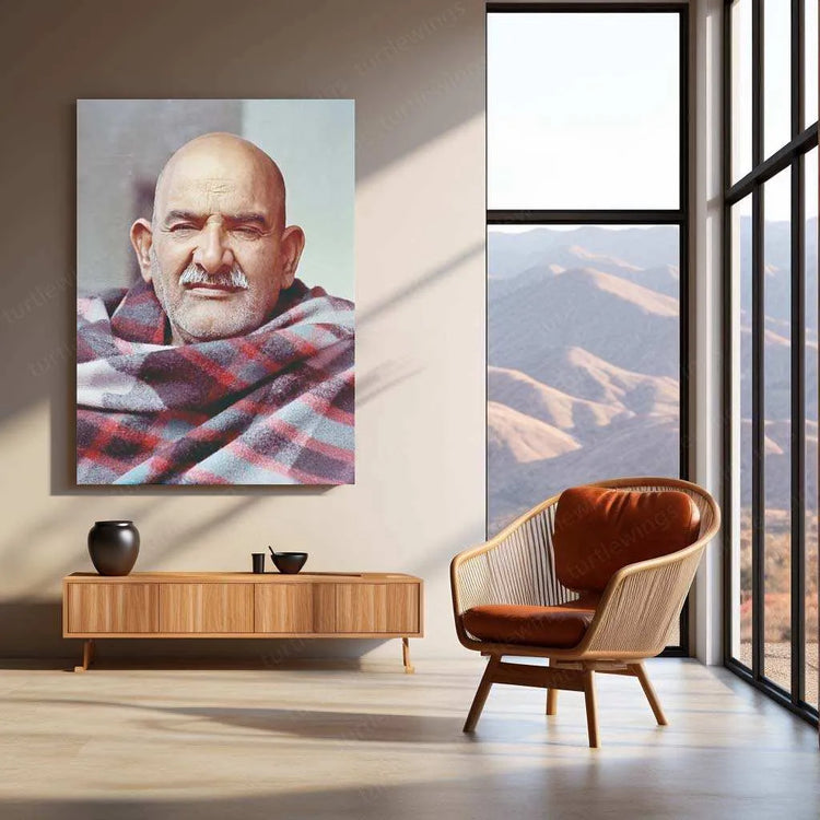 Neem Karoli Baba Metal Frame - A Divine Tribute 2 - TURTLEWINGS 