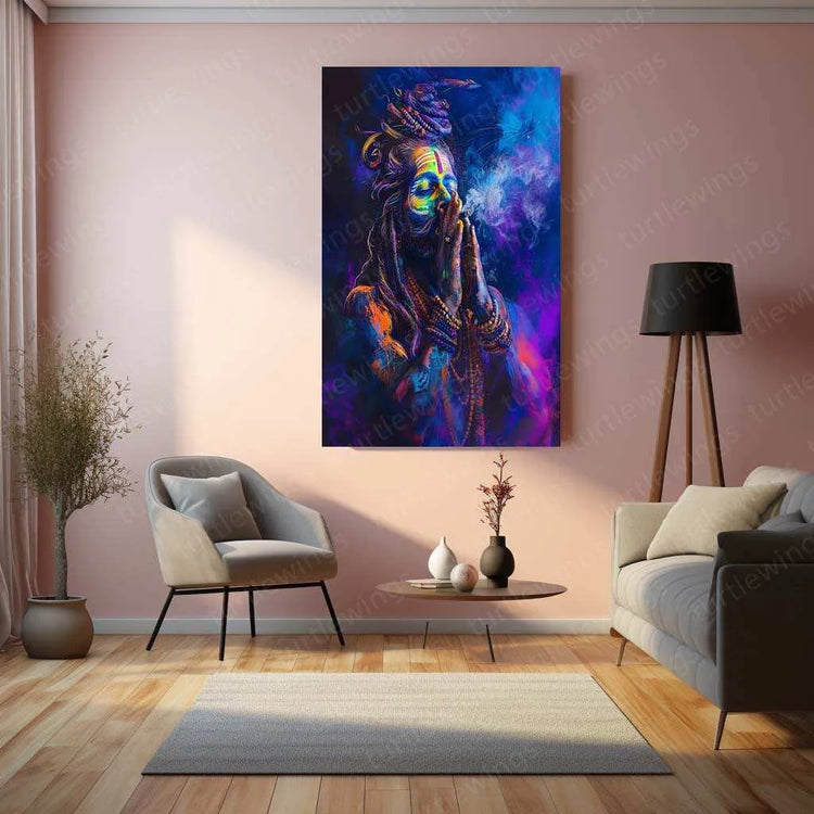 Aghori Metal Poster – Mystical Shiva Sadhu Wall Art | Spiritual & Dark Aesthetic Decor - TURTLEWINGS 