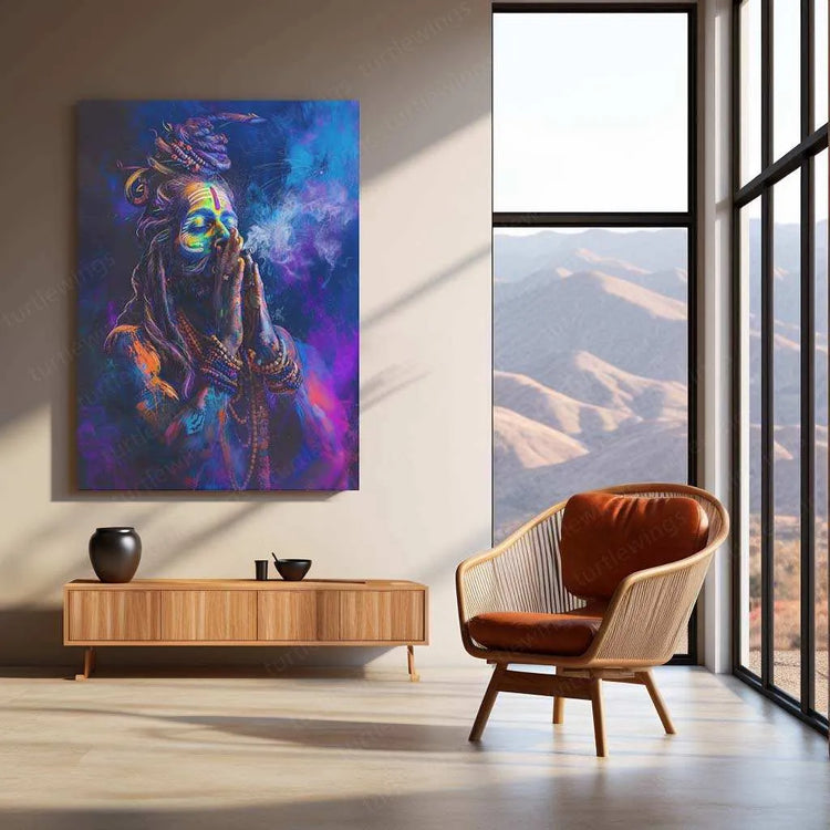 Aghori Metal Poster – Mystical Shiva Sadhu Wall Art | Spiritual & Dark Aesthetic Decor - TURTLEWINGS 