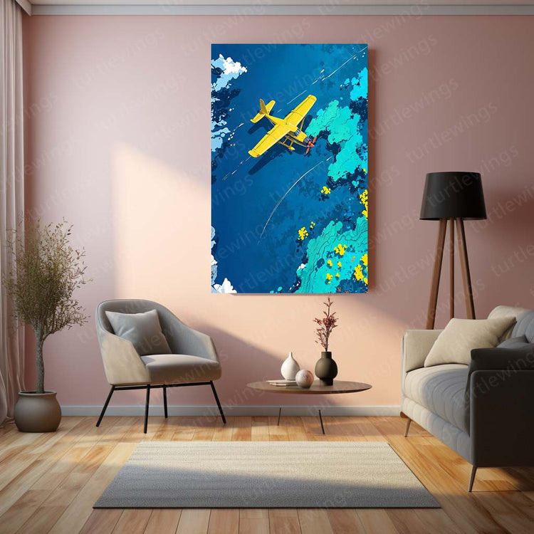 Aeroplane Aesthetic Art Metal Poster | Aviation Enthusiast Wall Decor | HD Print