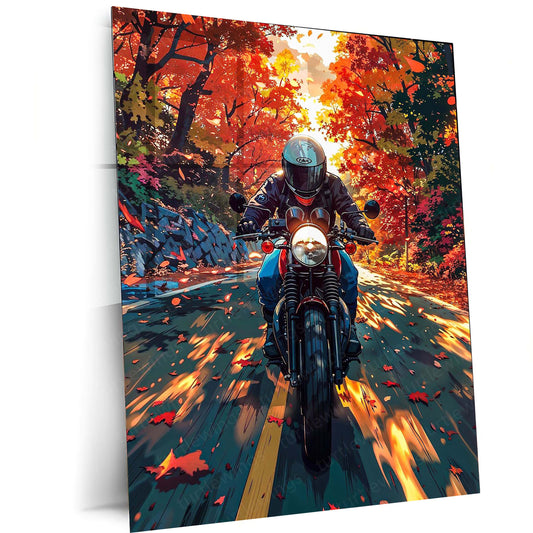 Biker Illustration Art Metal Poster