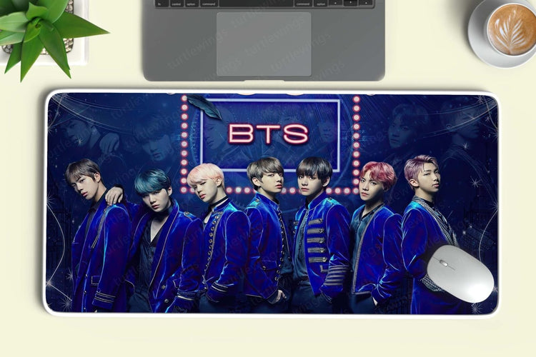 BTS Band Art Large Mousepad | K-Pop Inspired Desk Accessory | Turtlewings