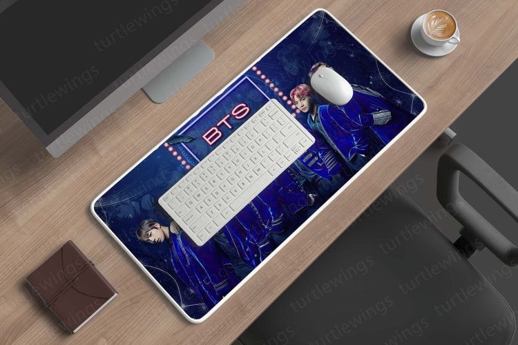 BTS Band Art Large Mousepad | K-Pop Inspired Desk Accessory | Turtlewings