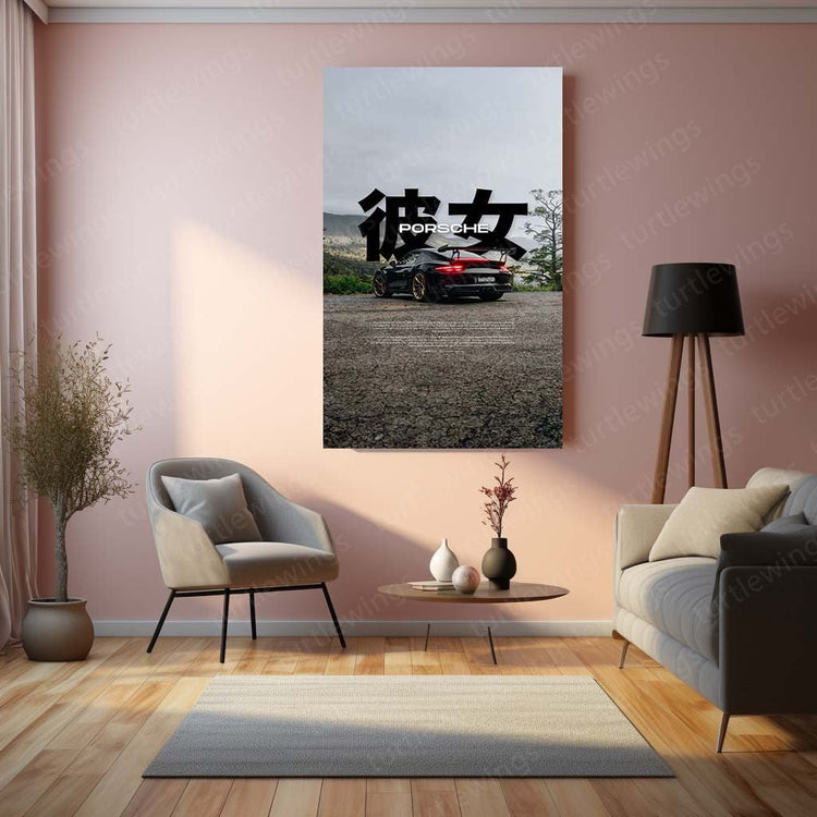 Black Porsche GT3 RS Metal Poster | Sleek and Powerful | Car Enthusiast Art 2