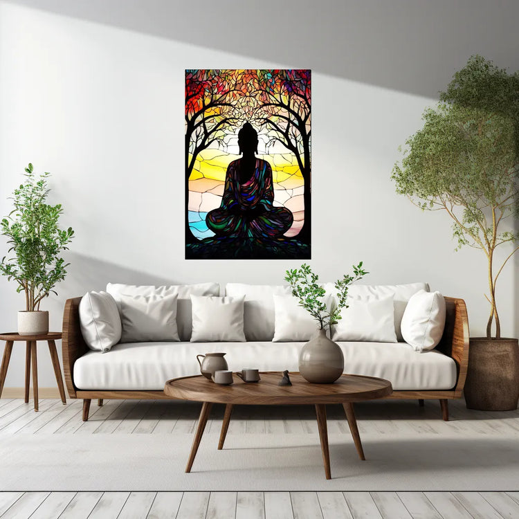 Buddha Metal Poster Tranquil Zen Spiritual Wall Art - TURTLEWINGS 