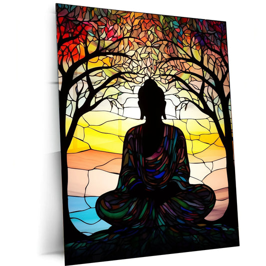 Buddha Metal Poster Tranquil Zen Spiritual Wall Art - TURTLEWINGS 