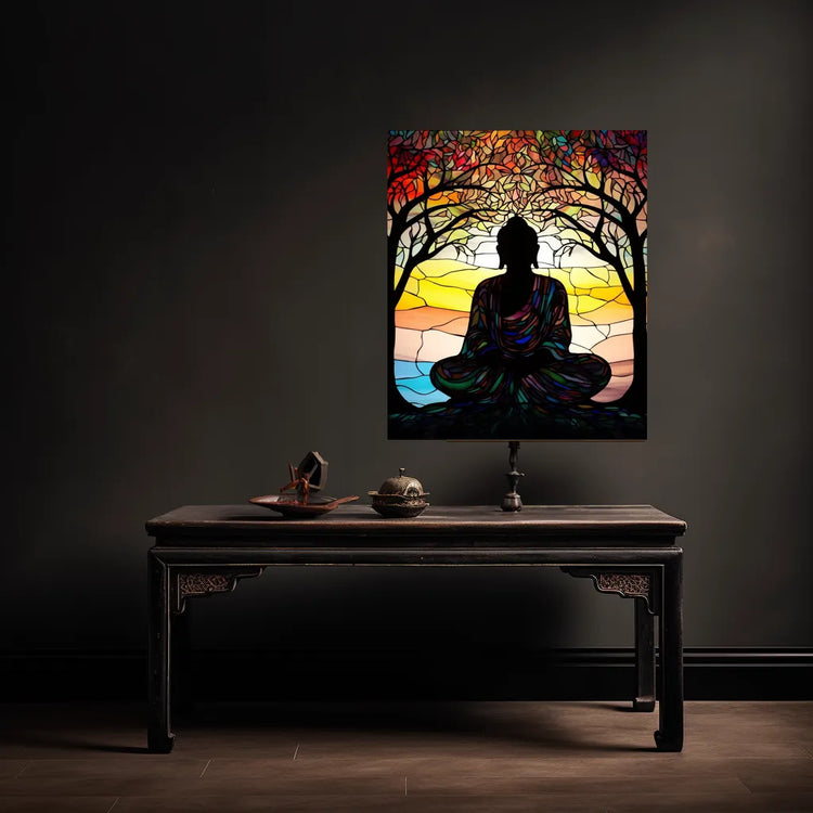 Buddha Metal Poster Tranquil Zen Spiritual Wall Art - TURTLEWINGS 