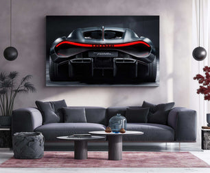 Bugatti Neon LED Metal Poster â Luxury Supercar Wall Art for Automotive Enthusiasts - TURTLEWINGS 