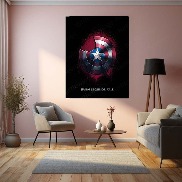 Marvel Metal Poster |  Captain America Shield Metal Poster – Iconic Marvel Wall Art