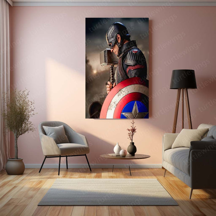 Captain America Metal Poster | Marvel Superhero Art | High-Quality Print