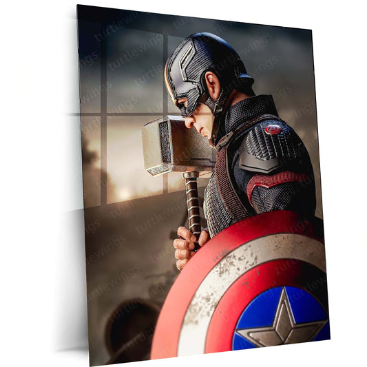 Captain America Metal Poster | Marvel Superhero Art | High-Quality Print