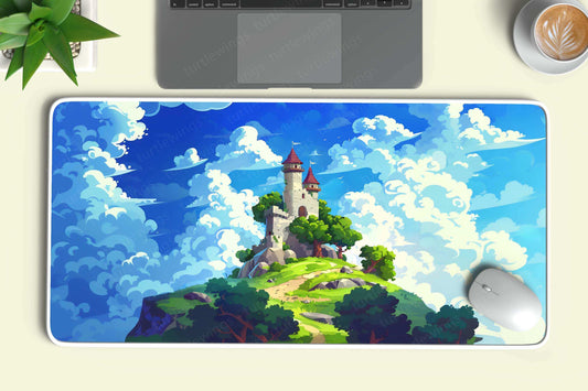 Aesthetic Cartoon Castle Deskmat – Magical and Whimsical Fantasy Design