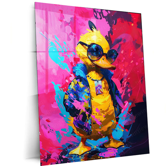 Cool Duck Metal Poster | Fun and Whimsical Wall Art | High-Quality Metal Print