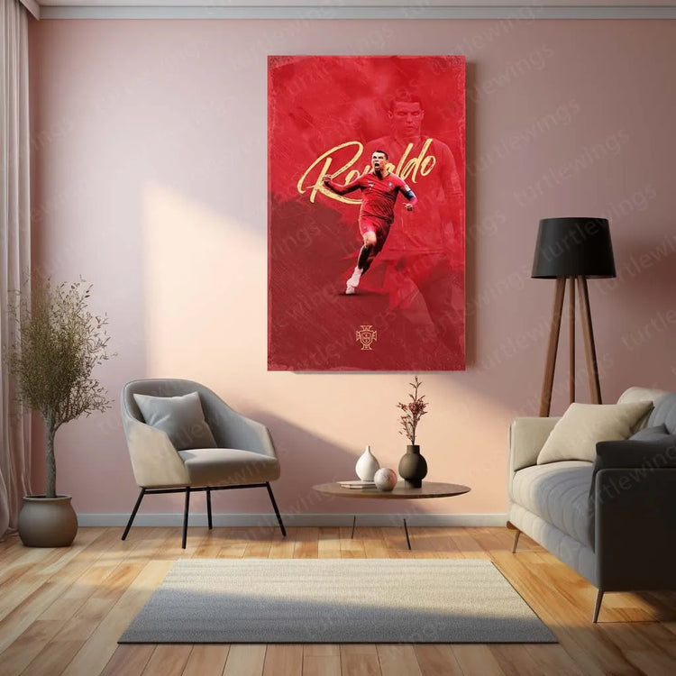 Cristiano Ronaldo Metal Frame – Iconic Football Wall Art 2 - TURTLEWINGS 