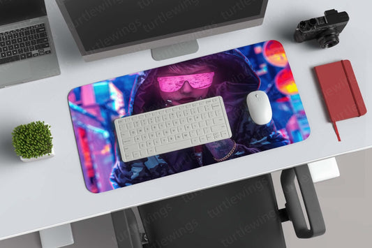 Neon Cityscape - Cyberpunk Desk Mat | Sci-Fi Mouse Pad | Two Sizes Available 03