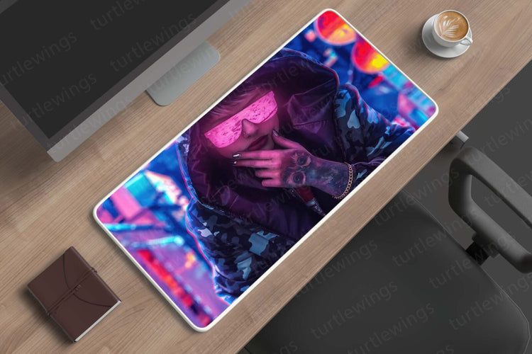 Neon Cityscape - Cyberpunk Desk Mat | Sci-Fi Mouse Pad | Two Sizes Available 03