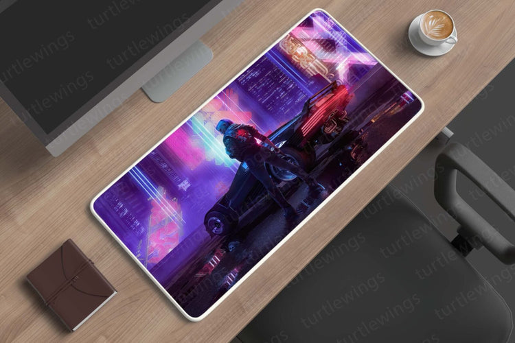 Neon Cityscape - Cyberpunk Desk Mat | Sci-Fi Mouse Pad | Two Sizes Available 04