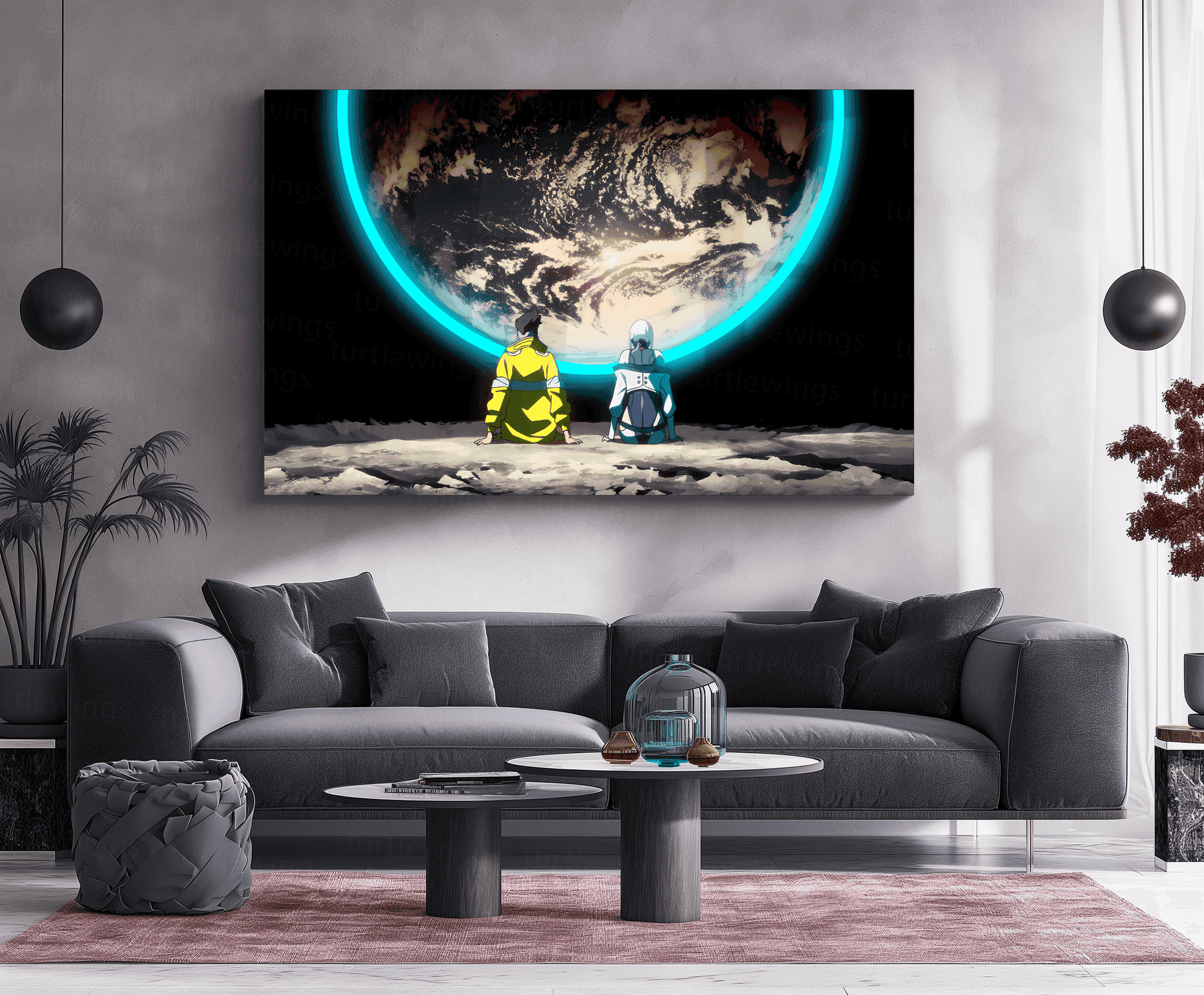 Cyberpunk: David & Lucy Moon Neon LED Metal Poster - TURTLEWINGS 