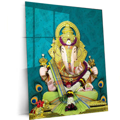 Dagdusheth Bappa Metal Poster – Divine Lord Ganesha Wall Art | Spiritual Hindu Decor 2